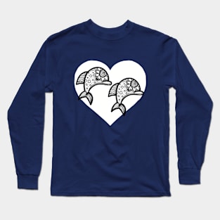 Harmony Hearts: Dolphins Embracing Love Long Sleeve T-Shirt